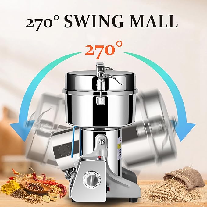 Grain Mill 750g, flour mill grinder for home, Electric Stainless Steel Grain Grinder for Wheat, Spices, coffee,Corn and Other Dry Food Grinders for Kitchen