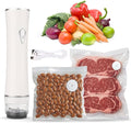 Handheld Vacuum Sealer for Food Storage - Vacuum Storage Bags and Machine - 30 Reusable Freezer Bags - USB Rechargeable - Mini Bag Sealer - Kitchen Gadgets for Meal Prep Essentials