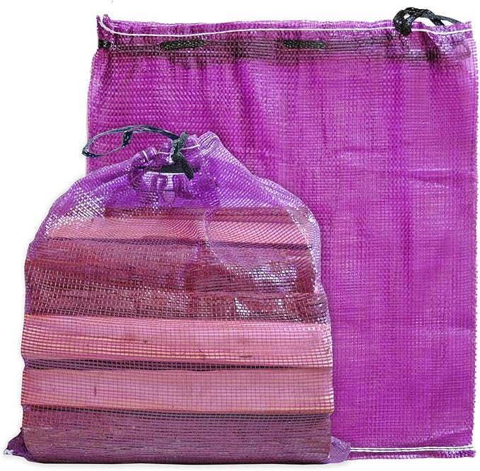 Mesh Firewood Bags 22"×24" 300 Per Pack Crawfish Sacks, Firewood Bags for Selling, Onion Bag Storage Potato Sacks Mesh Wood Bag Bulk (Pack of 300)