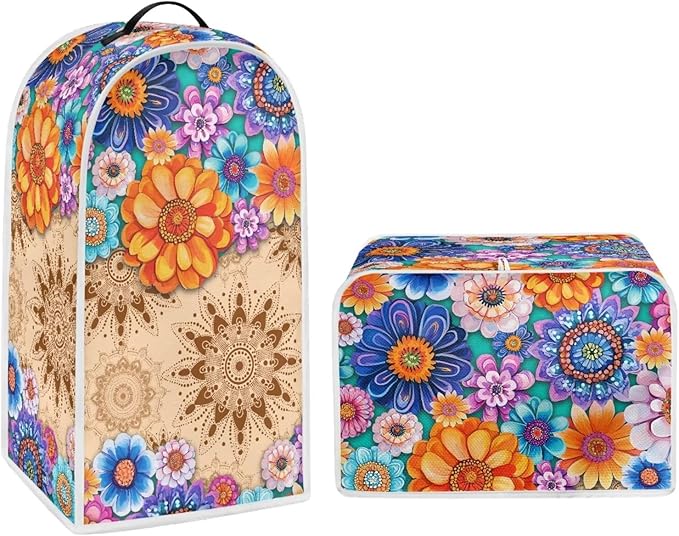 Boho Mandala Floral Blender Cover Toaster Cover Washable Dust Cover Dustproof Bakeware Cover Kitchen Appliance Accessories Size M