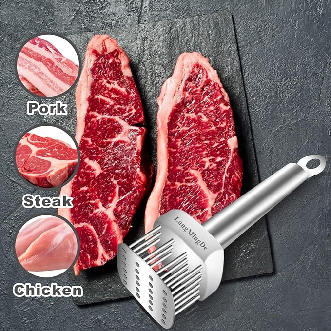 Product Image LANGMINGDE 316 Stainless Steel Meat Tenderizer Tool and Garlic Press Rocker