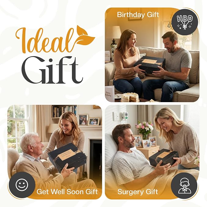 Get Well Soon Gifts for Men, Get Well Soon Gift Basket Men, Care Package for Man with Massage Gun, After Surgery, Cancer Gifts, Sympathy Gift Basket, Feel Better, Sick Friend, Recovery, Dad, Husband