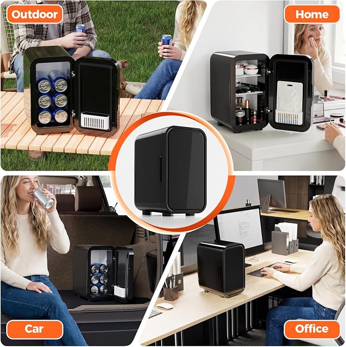 OSTBA Mini Fridge for Skincare, 6 Liter/8 Can 110V AC/DC Portable Thermoelectric Cooler Refrigerators for Bedroom, Skincare, Beverage, Office, Dorm Room and Car