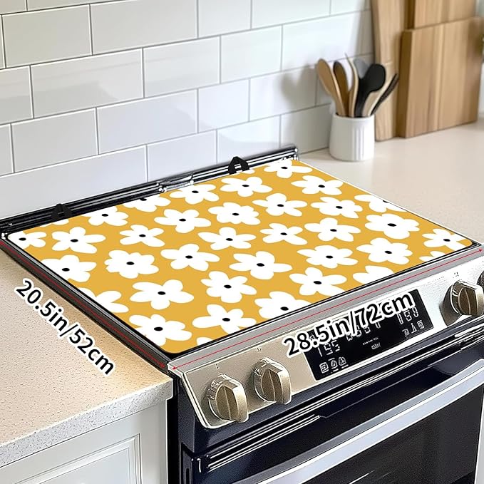 Decorative Electric Stove Top Covers, Heat Resistant Silicone Stove Cover Mat, Stove Top Protectors for Electric Flat Glass Stoves, Adds Extra Counter Space for Small Kitchens and Apartments