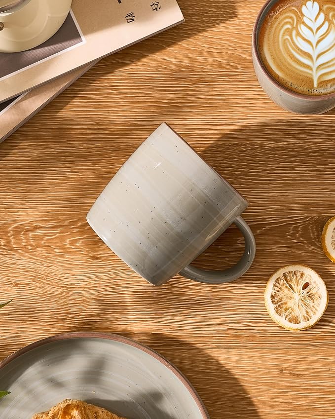 famiware Coffee Mugs Set of 4, Meteor 13 oz Ceramic Mug Cup Set with Handle for Coffee, Tea, Cappuccino, Latte, Milk, Matcha Green