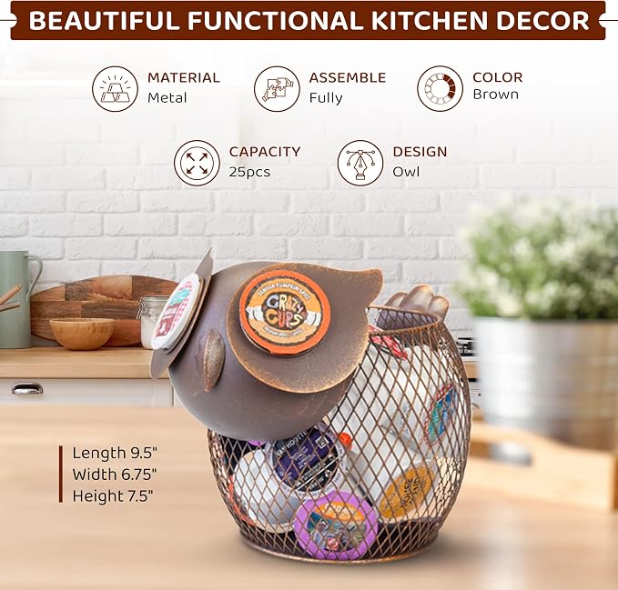 Made Easy Kit Coffee Pod Organizer - Home Coffee Bar Functional Décor - Café Station Countertop Storage Accessories (Snail)