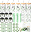 Reallnaive 43 Pcs Baby Shower Prizes for Player Winner Wedding Bridal Shower Favor Gifts Including Glass Cups Aromatherapy Candle Eye Mask Hair Band Greeting Card Pen Ribbon Gift Bag(Sage Style,Green)