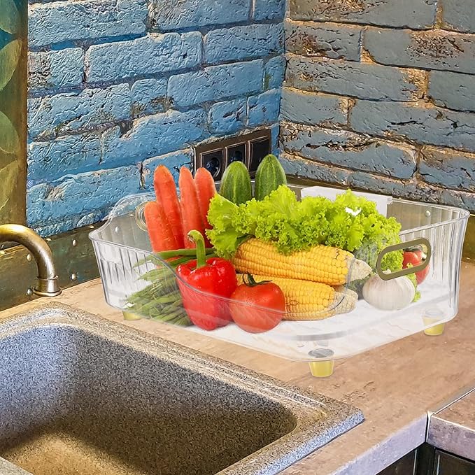 Healifty Dish Drying Rack Over Sink Kitchen Storage Rack with Cutlery Holder and Fruit Vegetable Drainer for Home Organization
