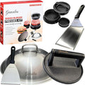Gamalou® Smash Burger Press Kit: 7" Cast Iron Grill Press, 12" Melting Dome, 3-in-1 Patty Maker, 4.3" Spatula & 4" Scraper, Griddle Accessories for Blackstone, Grills, Flat Top, BBQ, Fry Pan