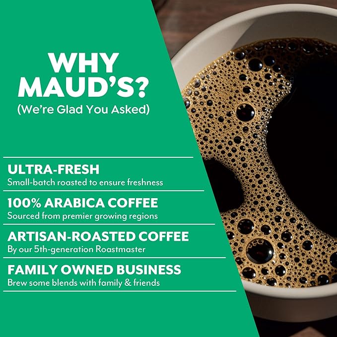 Maud's Jamaican Rum Yum Flavored Coffee Pods, 18 ct, Medium Roast Flavored Coffee in Single Serve Pods – 100% Arabica Beans, Compatible with Keurig K Cups Maker