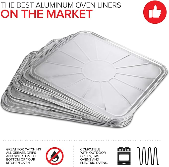 Disposable Foil Oven Liners (20 Pack) Aluminum Foil Oven Liners for Bottom of Electric Oven & Gas Oven, Reusable Oven Drip Pan Tray for Cooking & Baking, Disposable Baking Mats - Stock Your Home