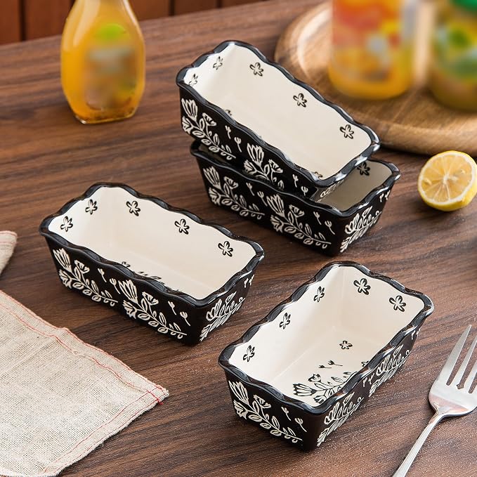 Wisenvoy Mini Loaf Pans for Baking - 4-Piece Ceramic Bread Pans