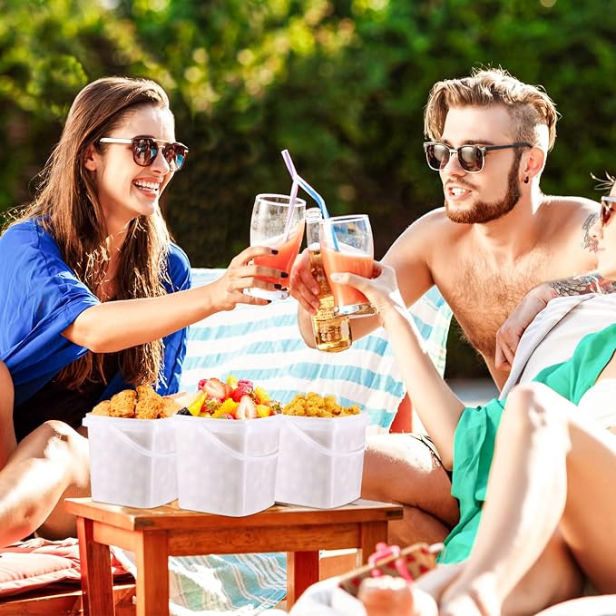 Mifoci 24 Pack 2 Qt/67 oz Thicken Plastic Buckets with Lids & Handles, Ice Cream Container, Food Grade, Freezer Safe, Sealable Square Reusable Storage Bucket, All Purpose Pails for Soup Fruit Deli