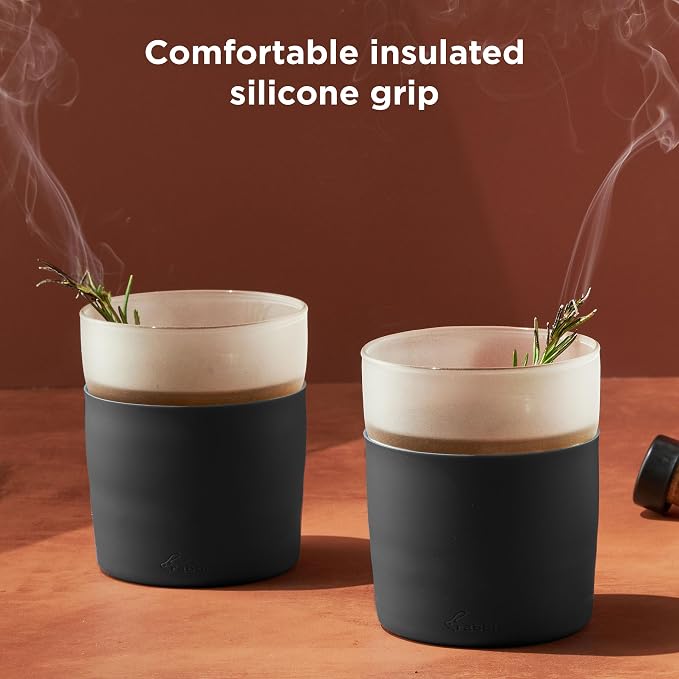 Rabbit Freezable Whiskey Glasses, 2 Count (Pack of 1), Black