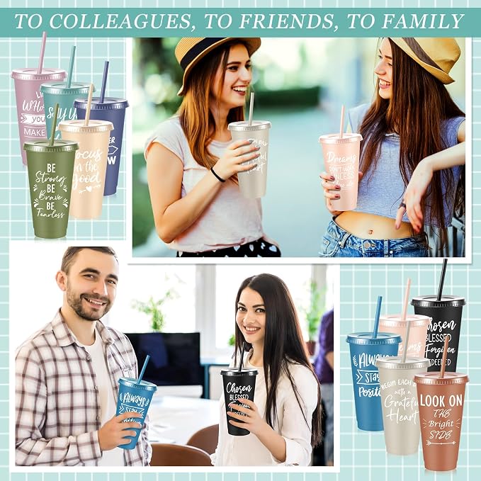 Uiifan 50 Pcs Inspirational Cups Bulk Appreciation Gifts for Employee Coworker Staff Team Thank You Gifts, Office Prizes for Adults Work Party Favors, Associates, Giveaways (Morandi Color)
