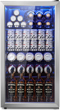 Tehanld 3.2 Cu.Ft Beverage Fridge, Mini Fridge With Glass Door, Beverage Cooler Refrigerator, Wine Drink Beer Fridge, Adjustable Shelves & Digital Temperature Display, 26 Bottle 128 Can, Silver