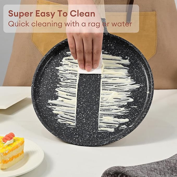 JEETEE Crepe Pan Nonstick, 11 Inch Comales Para Tortillas Griddle Pan for Stove Top, Granite Coating Flat Pancake Pan Dosa Tawa, PFOA FREE and Induction Compatible (Grey)