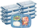 Asporto 26 Ounce Compartment Take Out Boxes, 100 Microwavable Meal Prep Containers - 3 Compartments, With Clear Plastic Lids, Midnight Blue Plastic Food Containers, Do Not Contain BPA - Restaurantware
