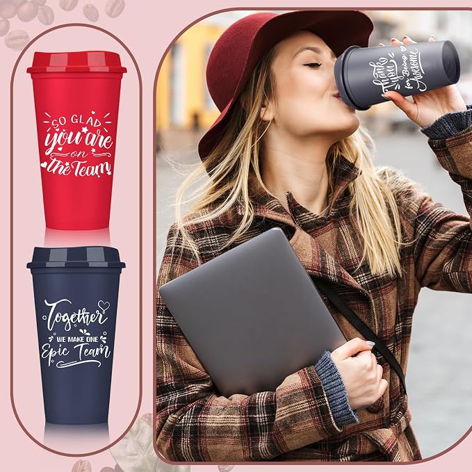 Pickmesh 60 Pcs Employee Appreciation Gifts Bulk 16 oz Plastic Tumblers with Lids Graduation Teacher Appreciation Gifts Reusable Coffee Cups for Staff Volunteer Coworker Team (Colorful)