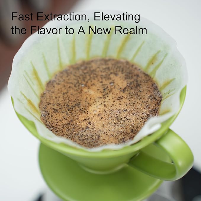 Artisan Series Coffee Dripper Made of High Fired Ceramic Material, Size 02, Ceramic Pour Over Coffee Maker Filter, Coffee Slow Brewing Accessories for Home, Office and Cafe, Green