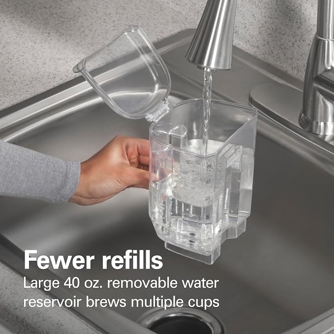 Hamilton Beach The Scoop Single Serve Coffee Maker & Fast Grounds Brewer for 8-14oz. Cups, Brews in Minutes, 40oz. Removable Reservoir, Stainless Steel (49987),Silver | 8-14oz. Cups | Brews in Minutes | 40oz. Removable Reservoir | Stainless Steel & Sil...