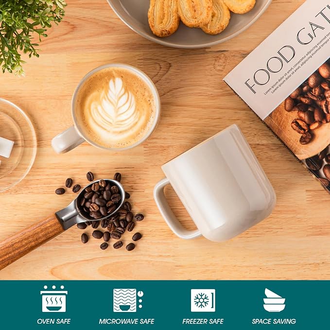 vancasso 16 oz Coffee Mugs Set of 6, Large Ceramic Mug with Handle, Unique Glaze Coffee Cups for Latte, Cappuccino & Hot Cocoa, Dishwasher & Microwave Safe, Gray, Series PLAYA