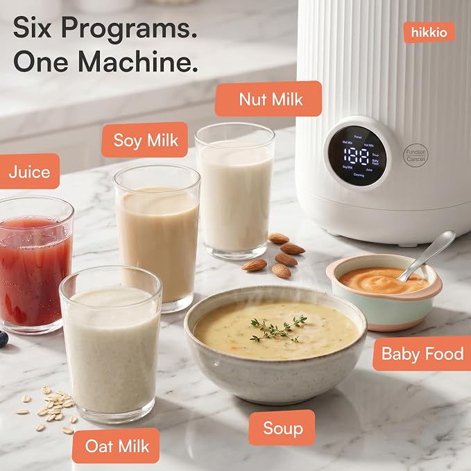 8-in-1 Nut Milk Maker Machine – Homemade Soy, Almond, Oat & Coconut Plant-Based Milk Maker – Delay Start, Keep Warm, Self-Cleaning – 20 oz