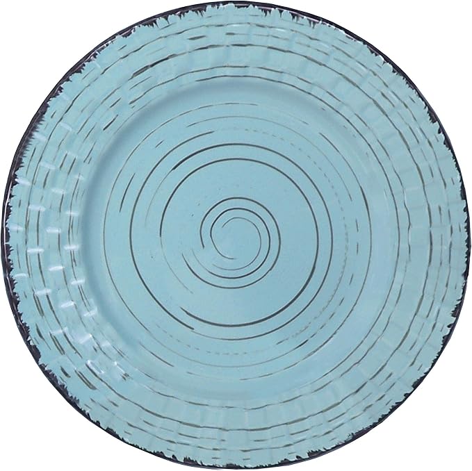 Lorren Home Trends 16 Piece Distressed Weave Dinnerware Set-Blue