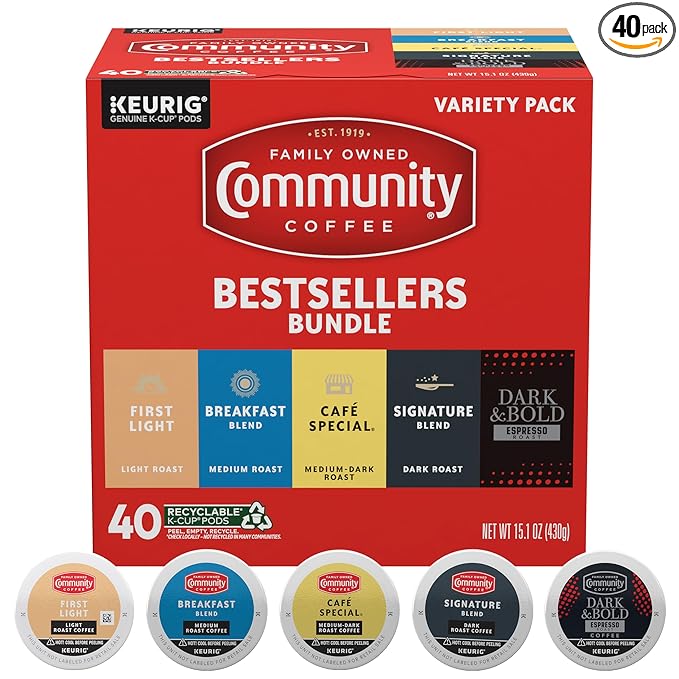 Community Coffee Bestsellers Bundle Variety Pack, 40 ct K-Cup® Pods (Pack of 1)