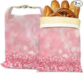 Bread Bags for Homemade Bread, Pink Glitter 2 Pack Linen and Beeswax Sourdough Storage Bags, Reusable Keeper, Keeps Breads Fresh Longer, Gifts for Bakers