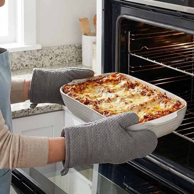 Baking Dish for Oven, Ceramic Casserole Dishes Set for 3, Rectangular Lasagna Pan Deep, Baking Pans with Handle, 12.9“/10.8"/8.4" Bakeware Sets for Cake, Casserole, Kitchen Wedding Gifts, Arctic White