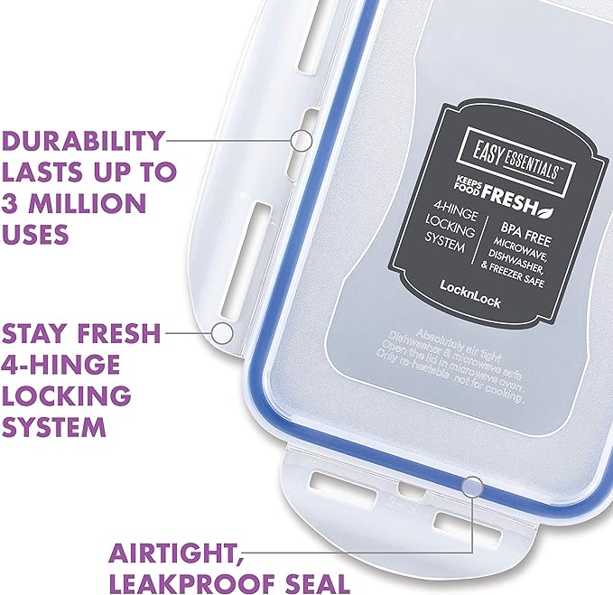 LocknLock Easy Essentials Food Storage lids/Airtight containers, BPA Free, 22 Piece, Clear