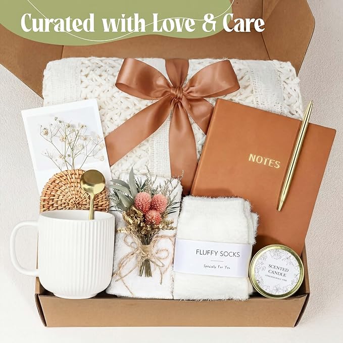 OHATOS Self Care Gifts for Women, Care Package for Women, Birthday Gift Basket for Best Friend Sister Mom, Cozy Gift Set, Feel Better Relaxing Gifts for Girls