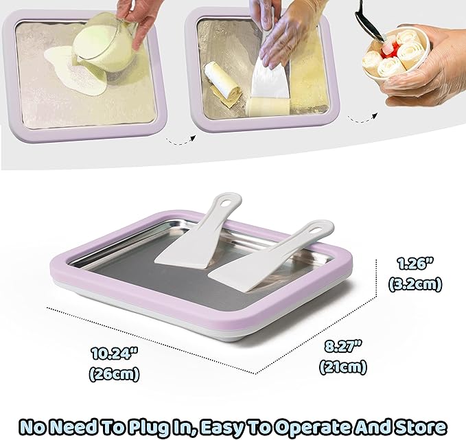 JoyMech Ice Cream Roll Maker Rolled Ice Cream Machine, Sweet Spot Pan, Instant Cold Plate, Ideal for Making Rolled Ice Cream Soft Serve Slushies Frozen Yogurt Sorbet and Gelato (Lavender)