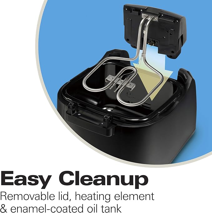 Hamilton Beach Cool Touch Electric Deep Fryer with Basket For Home Use | 2 Liter / 8 Cup Oil Capacity | 1500 Watts | Cool-Touch Sides | Lid With View Window | Adjustable Temperature | Black | 35021