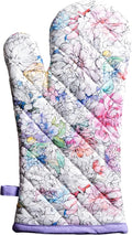 Maison d'Hermine Oven Gloves 100% Cotton Oven Mitt 7" x 13" with Loop Heat Resistant BBQ Cooking Gloves Baking Grilling Gifts for Mothers Day Spring/Summer (Pack of 1, Floral Love)