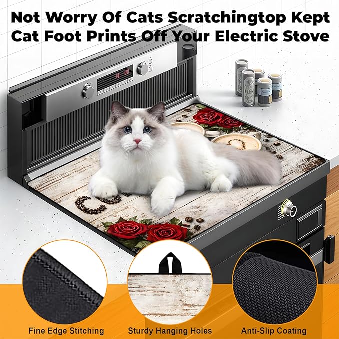 Stove Top Cover- Mat for Electric Stove Protector with Anti-Slip Rubber Coating Dish Drying Mats Scratch-Resistant (Cup, 28.5" x 20.5")