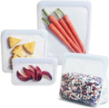 Stasher Silicone Reusable Storage Bags, 4-Pack, Reusable Freezer Bags, Microwave, Dishwasher, Oven Safe, Sous Vide, Premium Lunch Containers, Eco Friendly, Food-safe Silicone Snack Bag, Clear | Reusable Food Bags