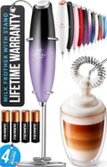 Zulay Kitchen Powerful Milk Frother Wand With 4 AA Duracell Batteries - Ultra Fast Handheld Drink Mixer - Electric Whisk Foam Maker for Coffee, Lattes, Cappuccino, Matcha & Creamer - Galaxy