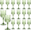 16 Pack Plastic Wine Glasses,10oz Unbreakable Vintage Style Goblets,Reusable Crystal Like Drinking Glass for Wedding Reception, Party Supplies (Sage Green)