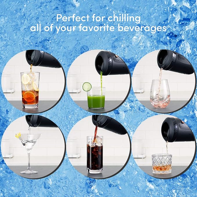 HyperChiller HC2CB Patented Iced Coffee/Beverage Cooler, NEW, IMPROVED,STRONGER AND MORE DURABLE! Ready in One Minute, Reusable for Iced Tea, Wine, Spirits, Alcohol, Juice, 12.5 Oz, Charcoal Black
