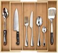 Dynamic Gear Premium Bamboo Drawer Organizer, 100% Pure Bamboo, Adjustable Utensil Organizer, Silverware Tray for Drawer (3-5 slots)