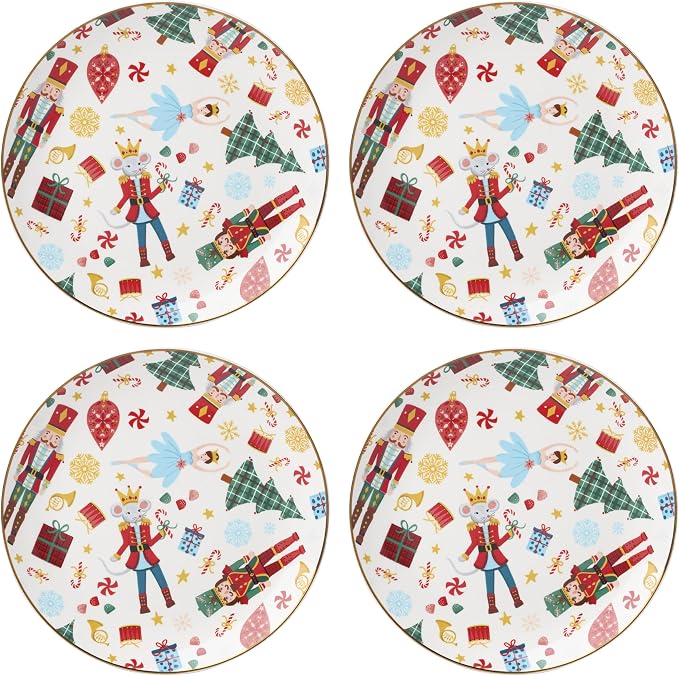 Lenox Nutcracker Ballet Collection, Porcelain Dinnerware and Serveware, Accent Plates, Set of 4
