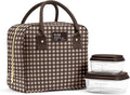 Fit & Fresh Bloomington Lunch Bag for Women - Insulated Large Lunch Box for Work with Containers, Leak-Resistant, Gingham Tan