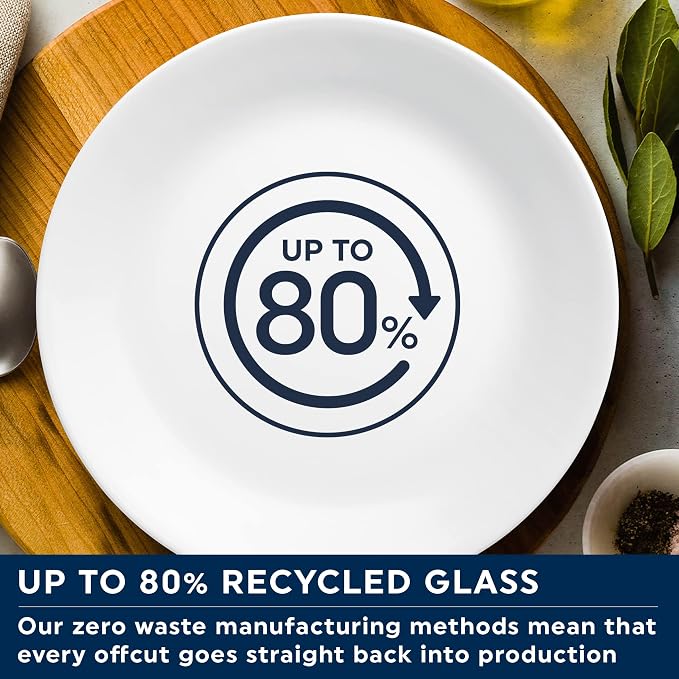 Corelle 12pc Bella Faenza Dinnerware Set for 4 - 3X More Durable Glass, Half Weight of Ceramic, up to 80% Recycled