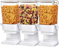 Cereal Dispenser Countertop 3pcs,5.5L Cereal Containers Storage Dispenser for Pantry,Dry Food Storage Rice Containers,Candy Dispenser,Snack Organizer Machine for Grains, Nuts,Oatmeal, Pet Food White