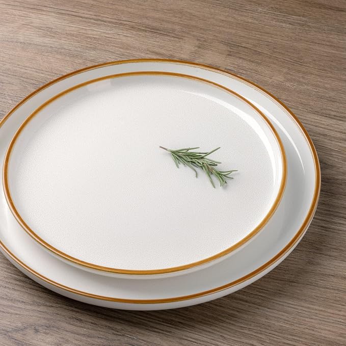 GBHOME Ceramic Dinnerware Sets for 4, 12 Pieces Stoneware Plates and Bowls Sets, Scratch Resistant Dishes, Dishwasher & Microwave Safe, Reactive Glaze-White