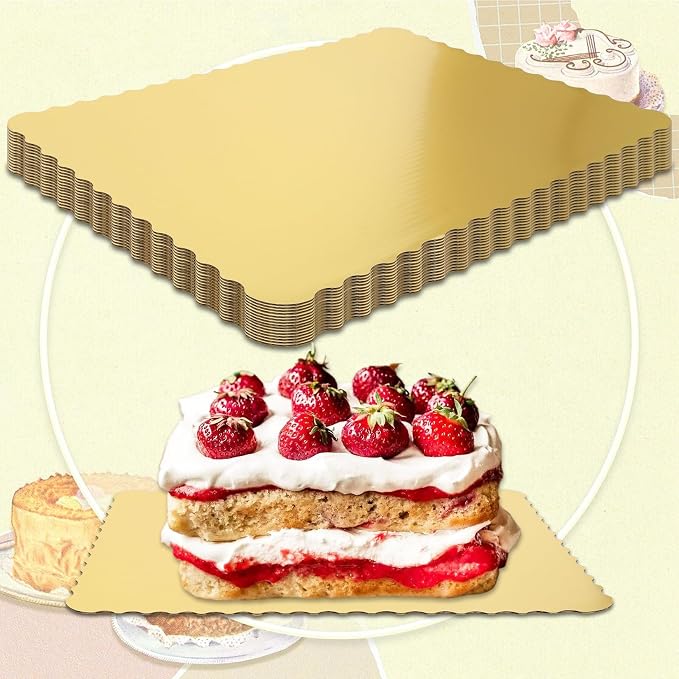 15 Pack 19 x 14 Inch Greaseproof Rectangle Cake Boards, Premium Corrugated Single Wall Cake Base Board Half Sheet Cake Board for Sheet Cake, Dessert Base, Cupcake and Cake Pizza(Gold)