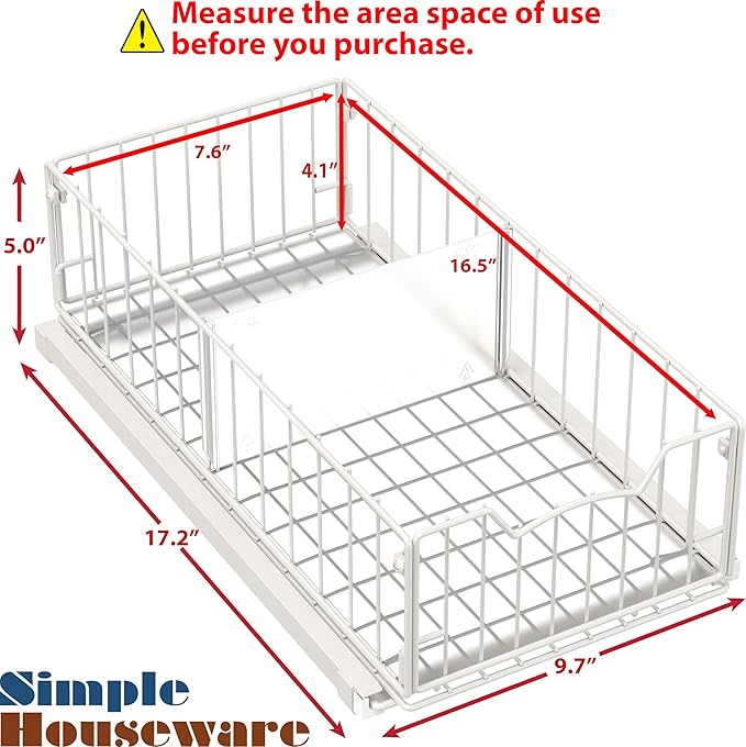 Simple Houseware 3 Tier Basket Drawer + Cabinet Pull-Out Shelf