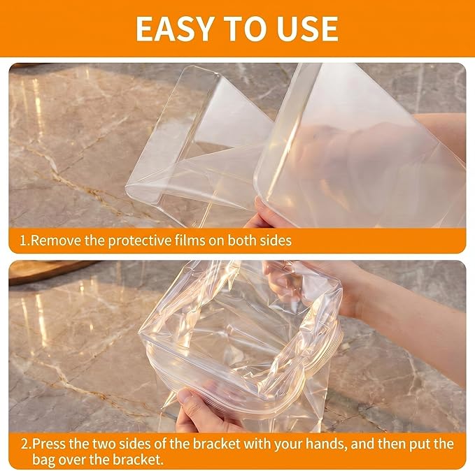 Novabright 4 Pack Acrylic Bag Holder for Food Prep Bag 2 Sizes Clear Baggy Rack Holder Food Storage Baggy Stand for Filling Make Prep Freezer Meals Hands-free to Pour Leftovers, Quart & Gallon Sizes